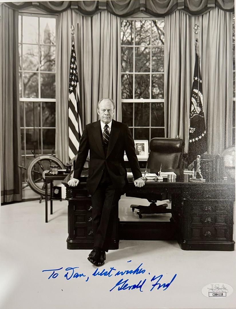 Gerald Ford signed, inscribed 8x10 - JSA COA